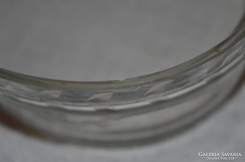 Lábakon álló réz keretes üveg betétes kínáló  ( DBZ 0014 )