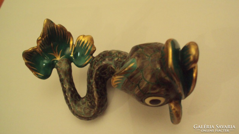 HERENDI antik porcelán,zöld sárkányhal (delfin),kézi festéssel.