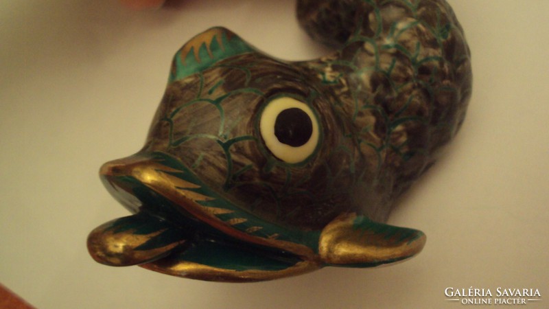HERENDI antik porcelán,zöld sárkányhal (delfin),kézi festéssel.