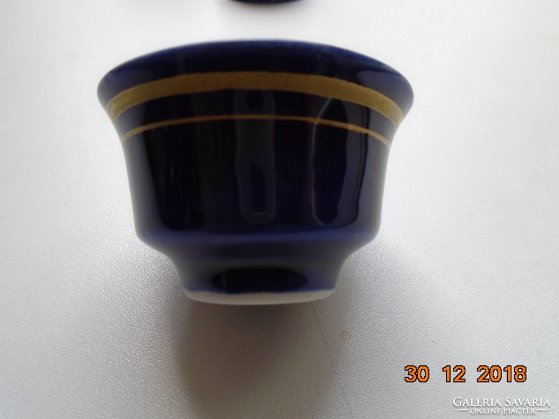 Kobaltkék arany csíkkal kis Keleti Mongóliából származó csészék 4 db