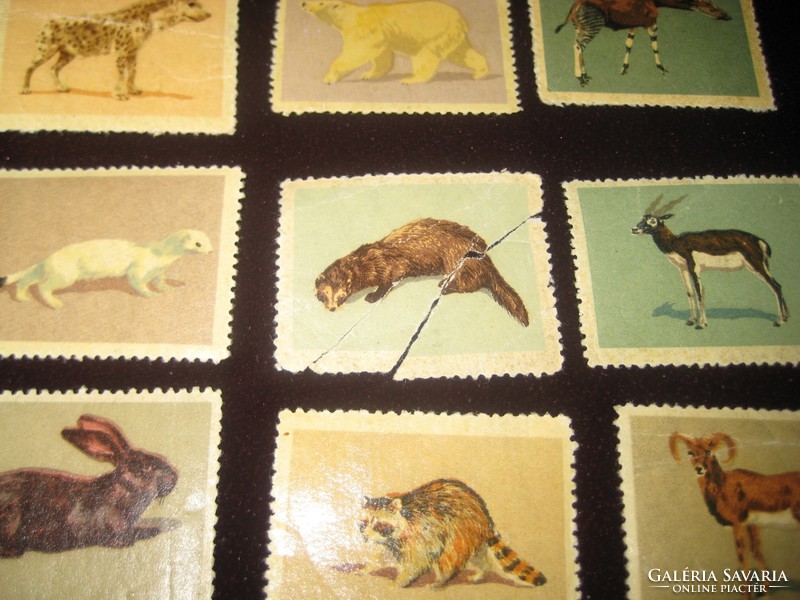 Old postcards, of animals, for children, ten pieces, 4.3 x 3.3 cm from the 50s