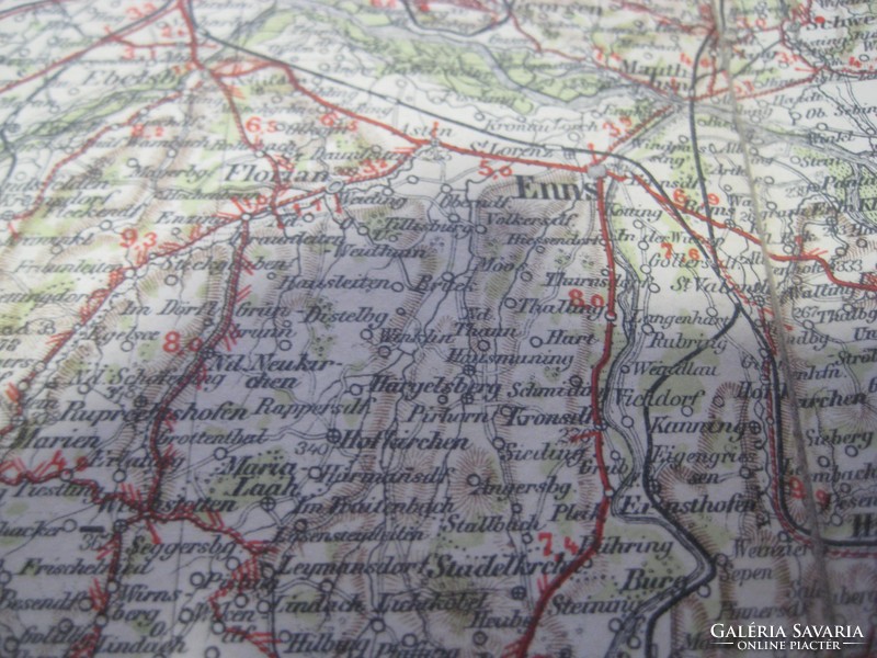 Régi osztrák  kerékpár és autós térkép térkép , Linz  környéke  39 x 31 cm  jó állapot