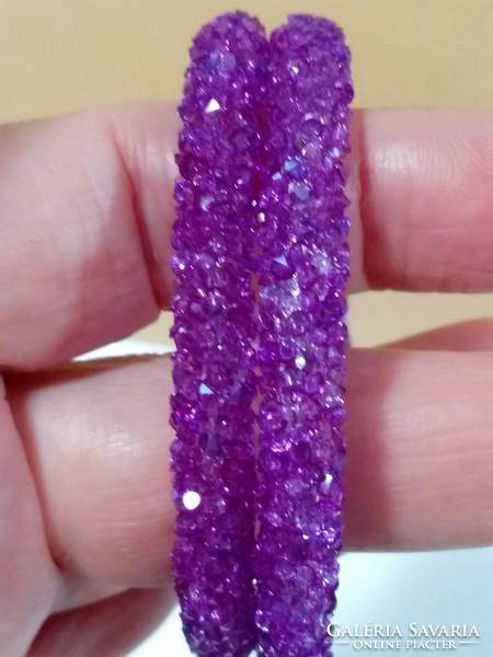 Swarovski imitation, purple crystal double row bracelet