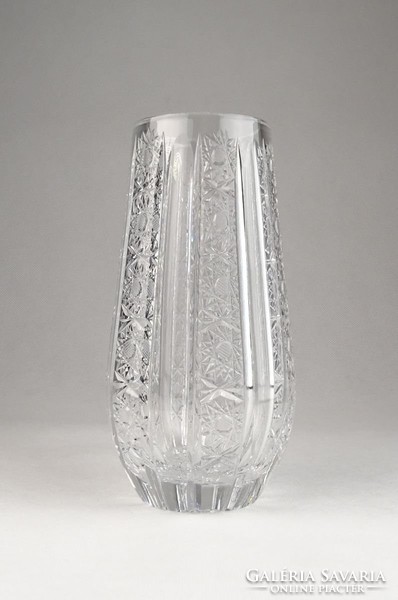 0U661 Vastag falú gyönyörű kristály váza 16 cm