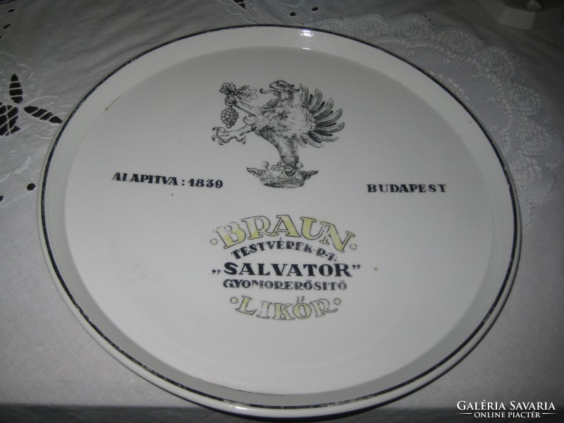 Zsolnay antik  ritkaság  , Braun Testvérek RT - Salvator gyomor erősítő  likőr  .31,2 cm