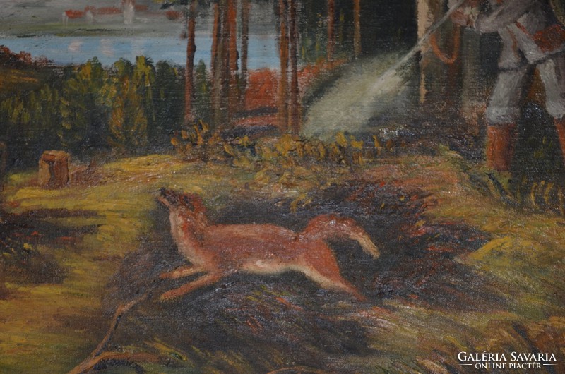Több alakos vadászos festmény