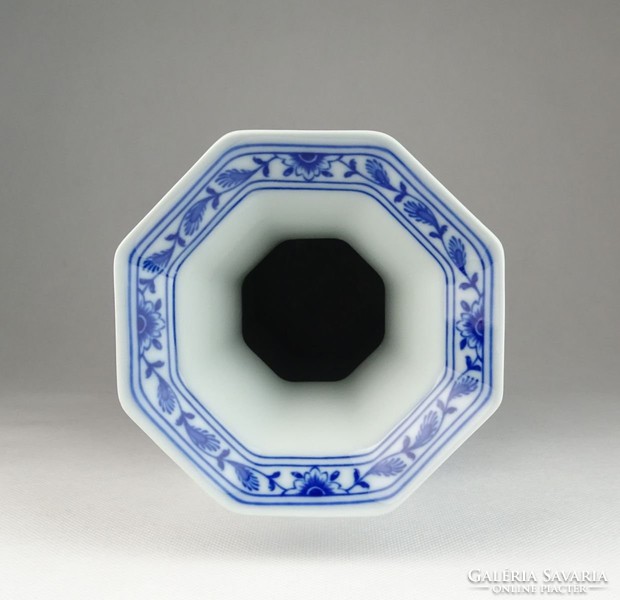 0U665 Kék fehér portugál porcelán váza 30 cm