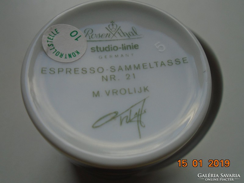 Modern rosenthal modern mocha set espresso nr.21 Studio line with the signature of the designer artist