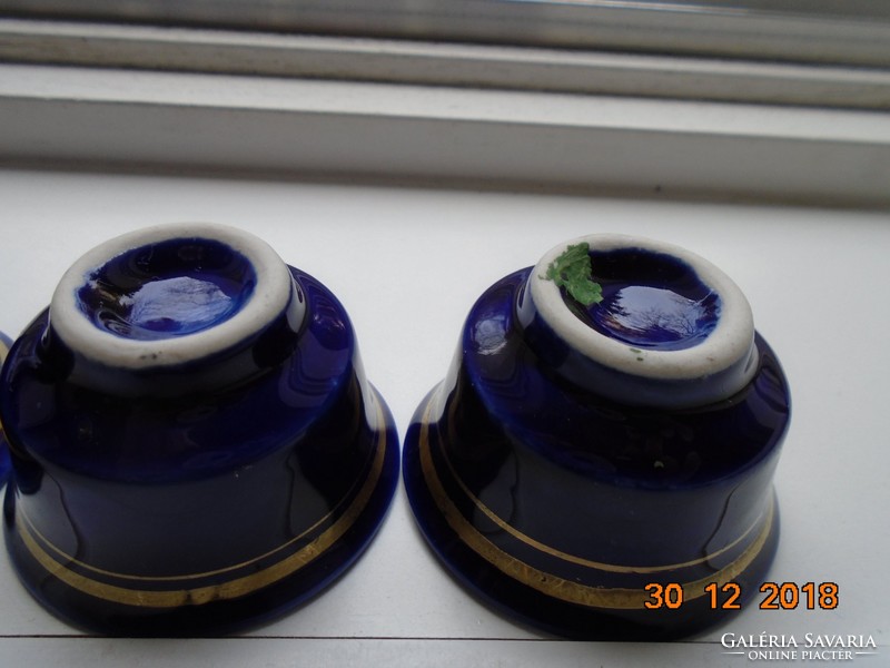 Cobalt blue with gold stripe small cups bought in eastern Mongolia 4 pcs