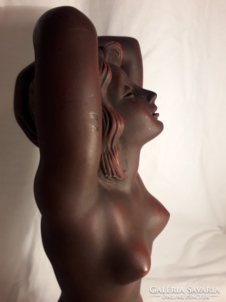 Mid Century nagy méretű - erotikus női akt - jelzett kerámia szobor