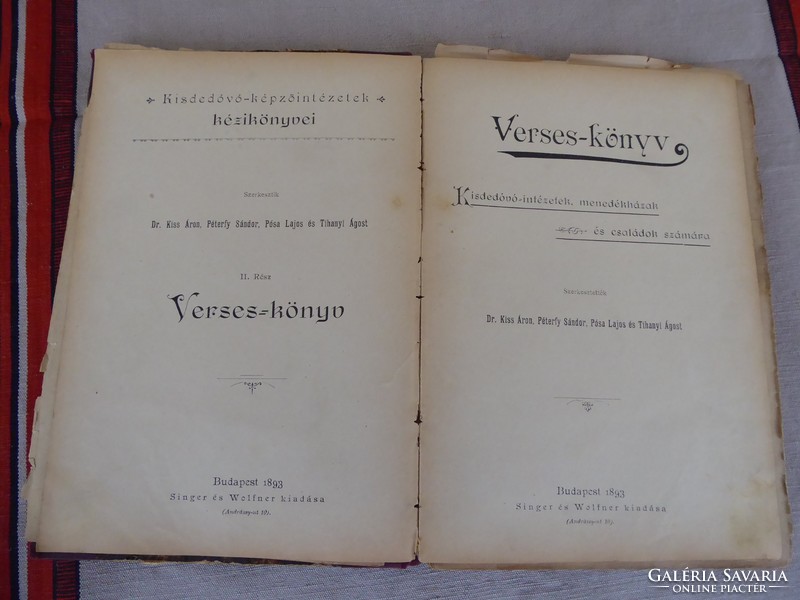 Antikvár könyv  Verses-könyv kisdedovó-intézetek, menedékházak, családok számára II. rész 1893