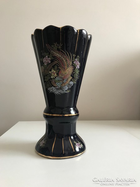 Mázas fajansz kerámia váza 24 cm magas