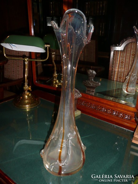 Beautiful, tall, antique Art Nouveau flawless glass vase 44 cm