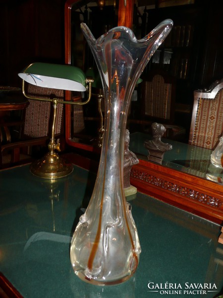 Beautiful, tall, antique Art Nouveau flawless glass vase 44 cm