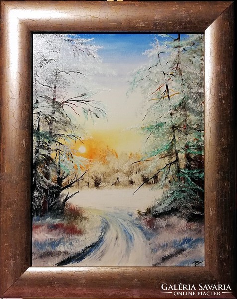 Cinnabar - frosty surprise (40 x 30, oil, fabulous frame)