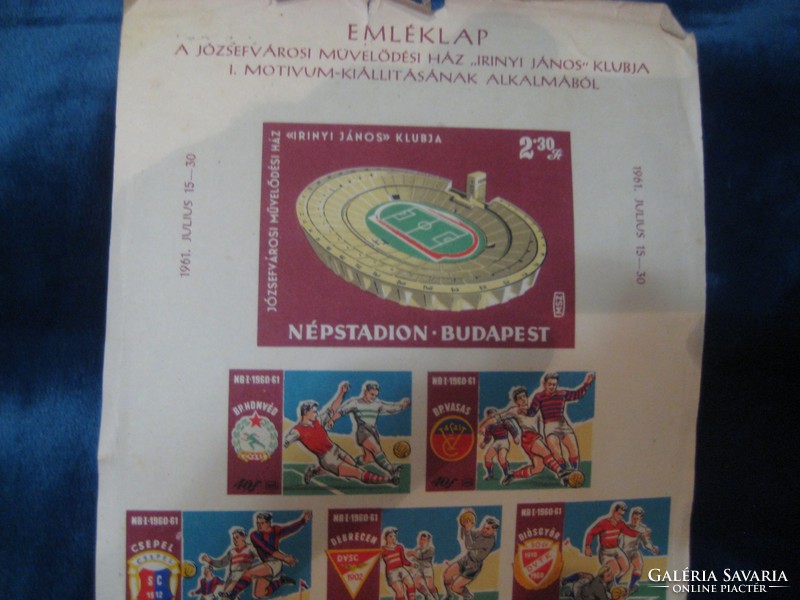 Gyufa címke sport blokk  1961 ből  , az akkori   NB- I es  futball csapatokkal.  Ritka  !!