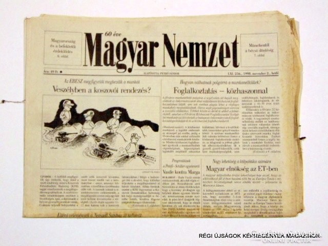 1998 november 2  /  Magyar Nemzet  /  Régi ÚJSÁGOK KÉPREGÉNYEK MAGAZINOK Szs.:  8614