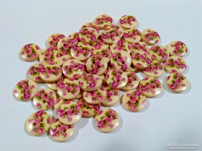 Painted floral 2-hole wooden diy buttons