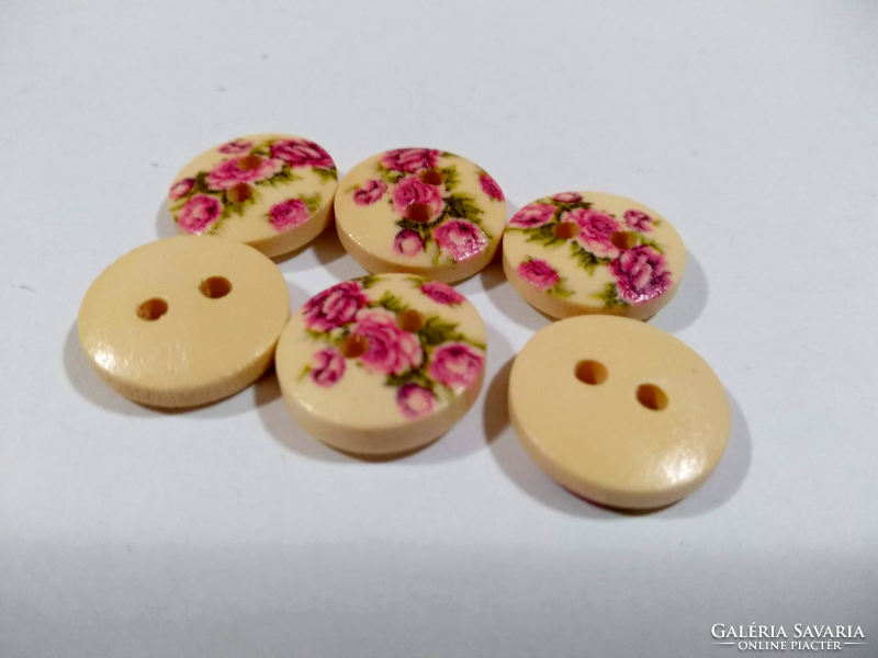 Painted floral 2-hole wooden diy buttons