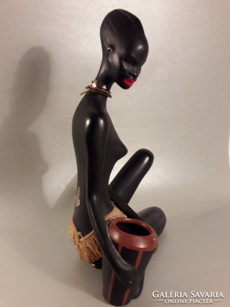 Albert stunz design for cortendorf ceramic sculpture nude - Nubian woman (Nubierin. 1950s)