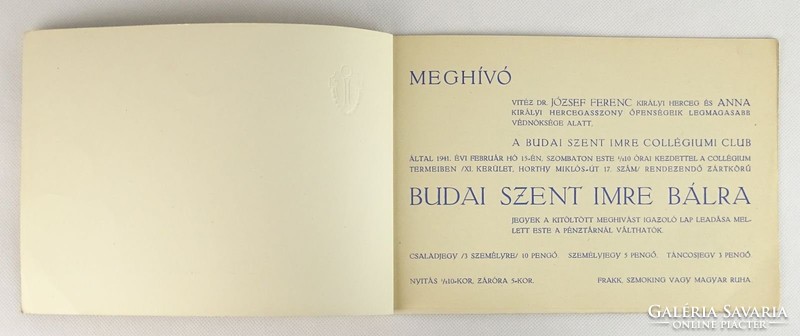 0V028 Budai Szent Imre bál 1941. meghívó