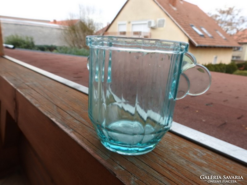 Antik halványkék üveg vödör - pezsgőhűtő vödör
