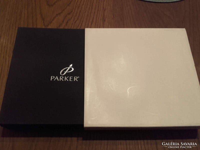 Parker frontier ballpoint pen 50%-50% gold and titanium with hanger, black leather strap in gift box