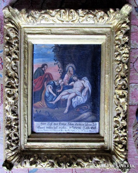 Munich original St. Peter's Basilica relic 1686 certified baroque Easter oil painting + frame