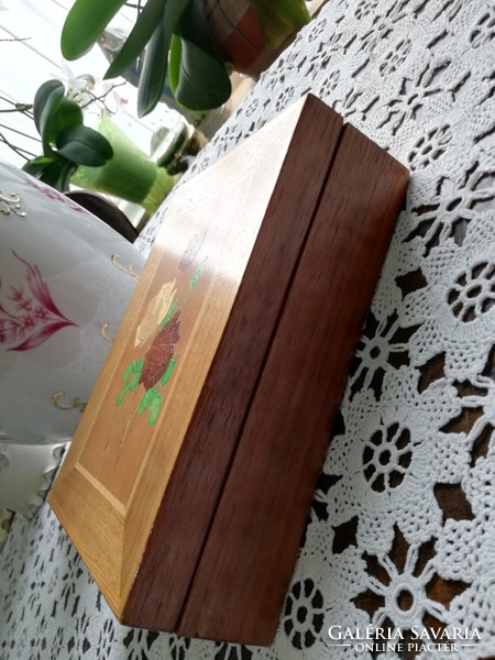 Wooden inlaid pink card box