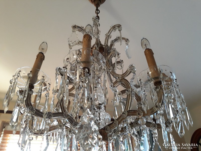 Mària terèzia crystal chandelier 8+ 1 burner from the 1900s works perfectly!