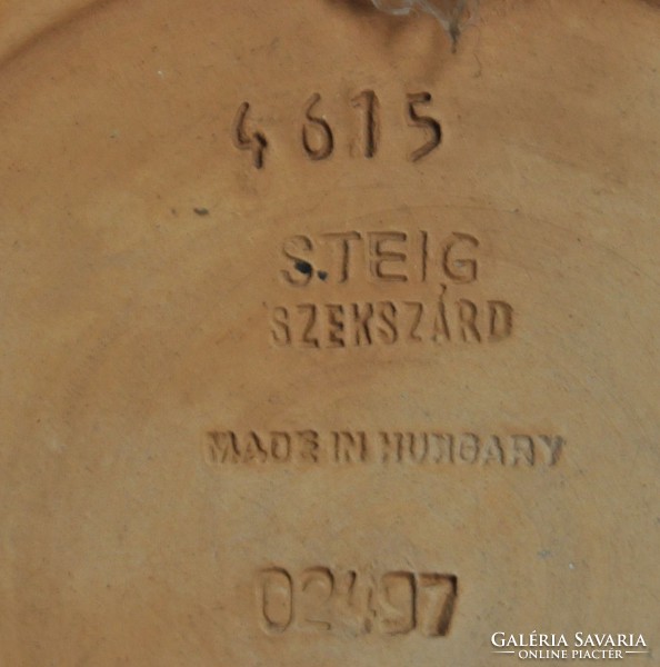 Steig Szekszárd marked tulip wall plate, deep plate, 1940s.