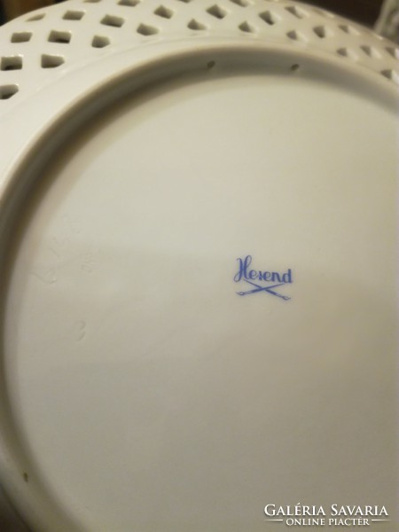 Herend porcelain map pattern in openwork bowl on wall plate