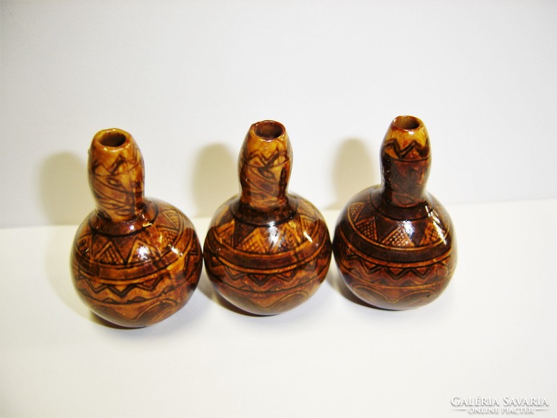 * 3 pcs. Antique zsolnay miniature cobact vase *