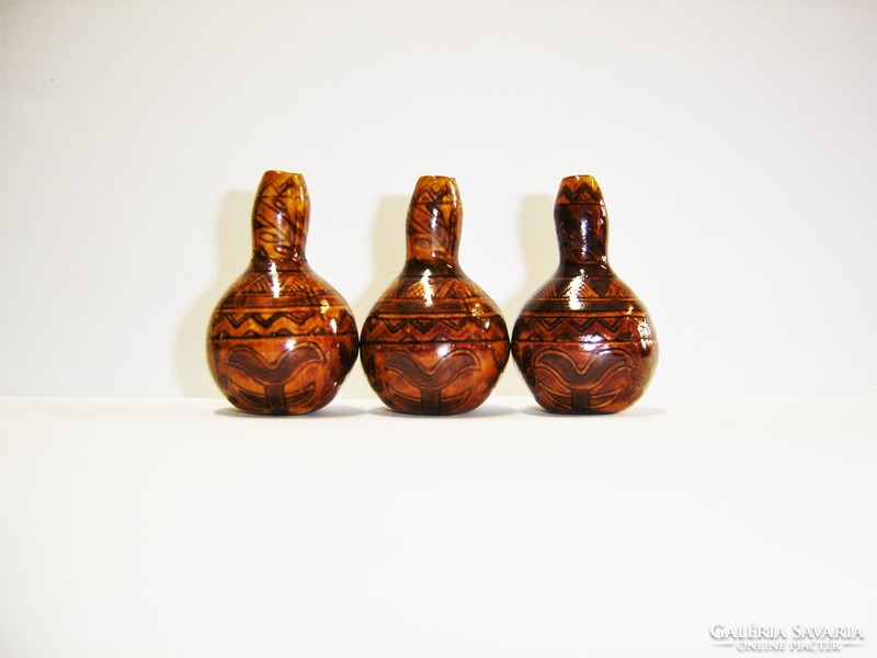 * 3 pcs. Antique zsolnay miniature cobact vase *