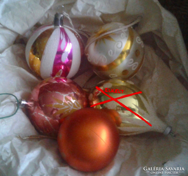 3 old beautiful spherical glass ornaments + 1 modern one