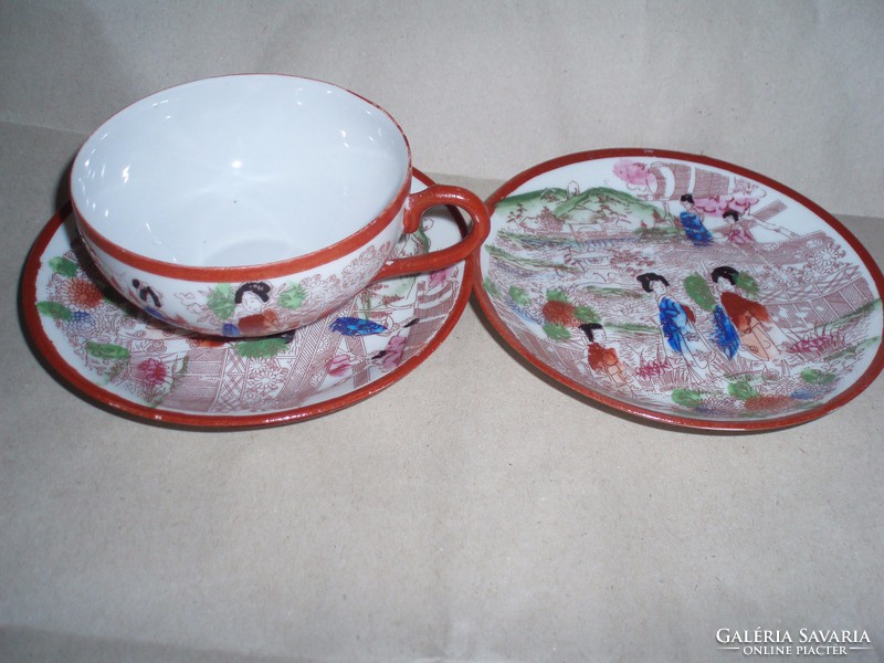 Antik kínai tojáshéj  porcelán teáscsésze tányérokkal