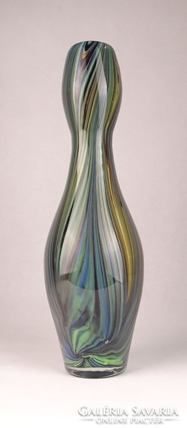 0V583 Fújtüveg művészi üveg váza 32.5 cm
