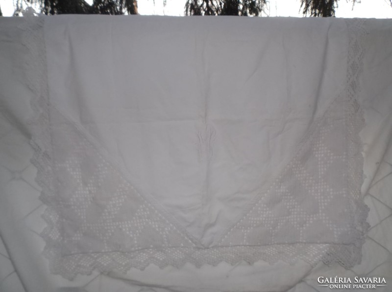 Cushion cover - 90 x 80 cm - handmade - monogrammed - crocheted - new
