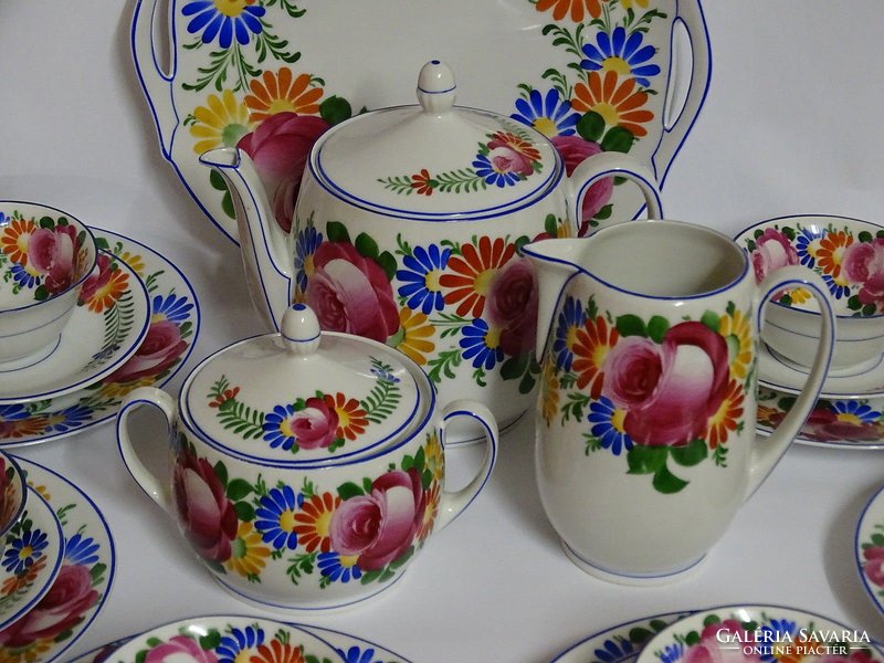 Antik! 1920-ból! Kézzel festett teás/kávés/sütis porcelán.Gyüjtőknek "aranybánya" :-)