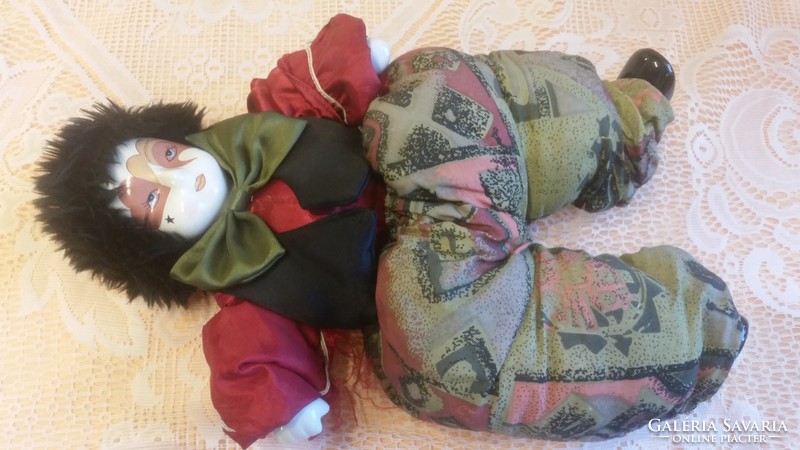 Clown for sale! Porcelain-headed, legged, armed clown for sale!