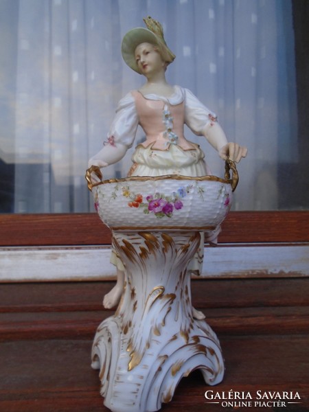 Antique kpm berlin porcelain lady with basket 24 cm