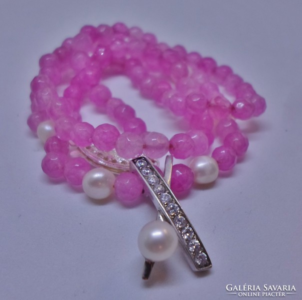 Special genuine pink spinel and pearl silver necklaces