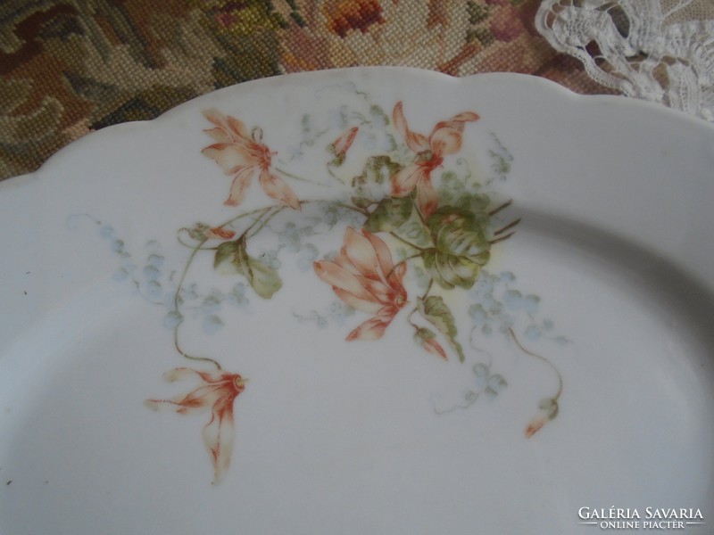 Antique stone porcelain cyclamen plate.