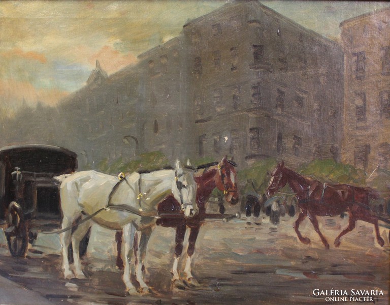 János Viski: evening budapest conflissal c. Painting