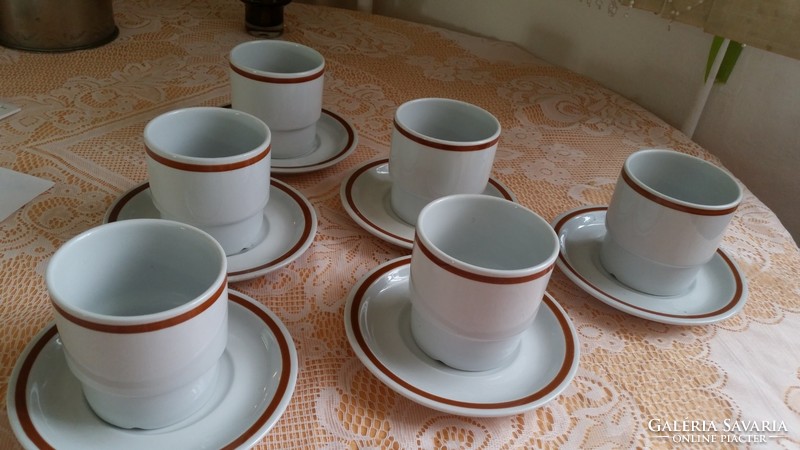 Great Plain porcelain brown striped tea set for sale!