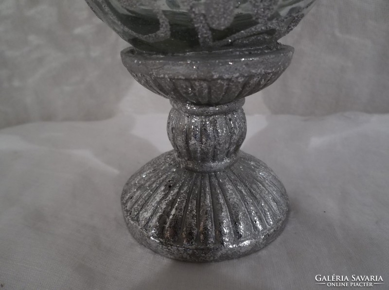 Candle holder - 15 x 7 cm - glass - exclusive - painted - ceramic base - flawless