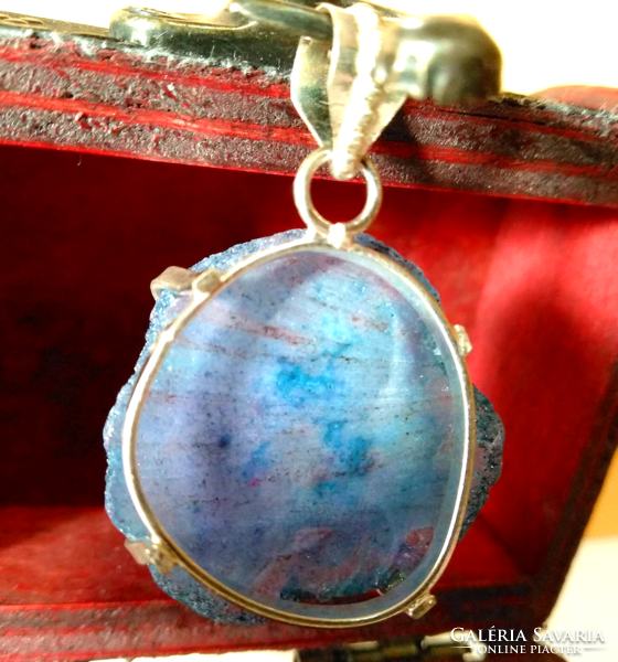 Indian handmade, solar quartz stone, silver-plated pendant