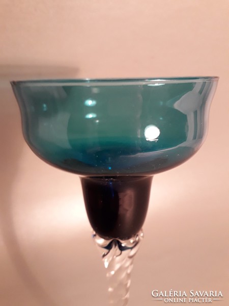 Oil green Murano glass candlestick, candlestick imposing 20 cm high