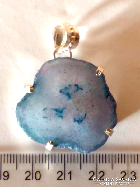 Indian handmade, solar quartz stone, silver-plated pendant
