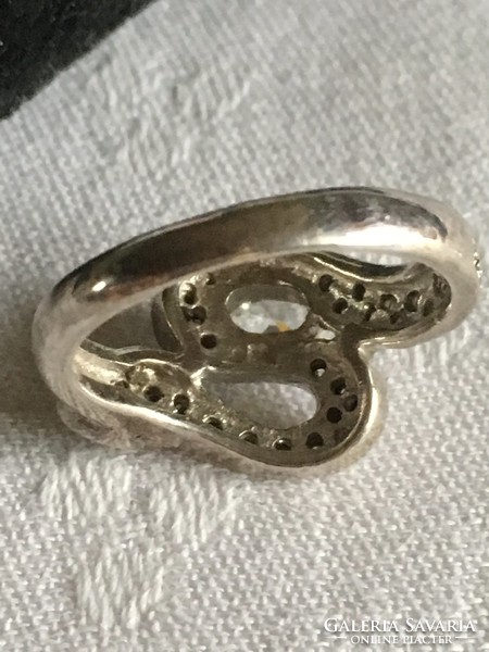 Silver ring with zirconium stones - Italian